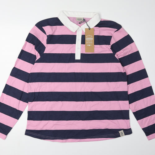 LAGOONERS Women's Striped Polo Shirt - Size 18