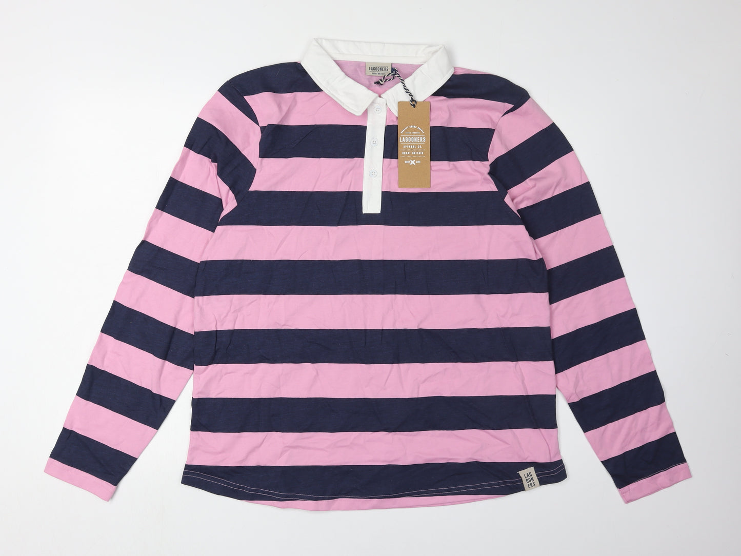 LAGOONERS Women's Striped Polo Shirt - Size 18