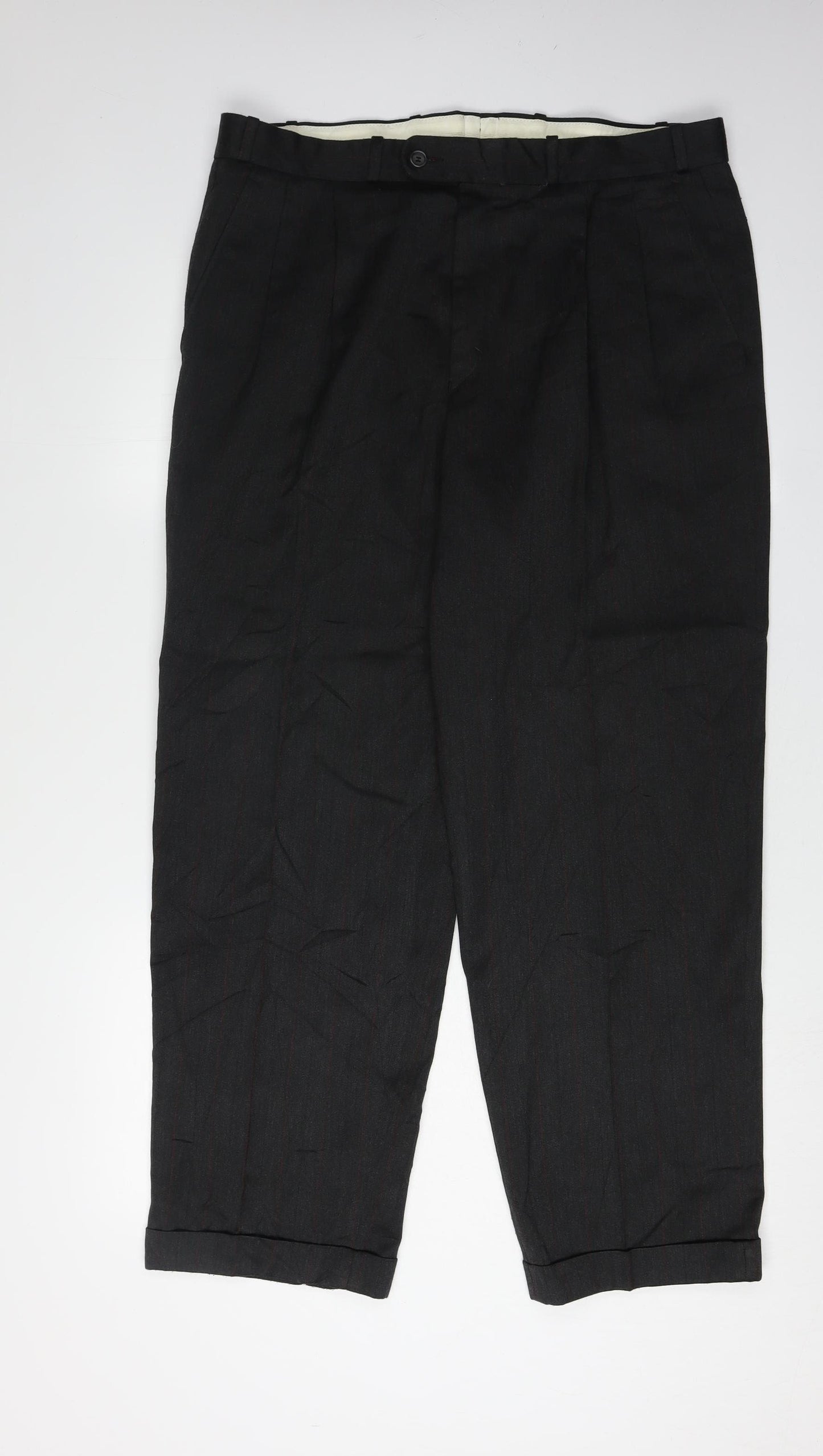 Burtons Men's Black Pleated Trousers 36 in