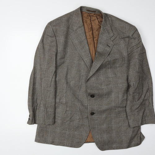 Lester Bowden Men's Brown Check Blazer Size 46S