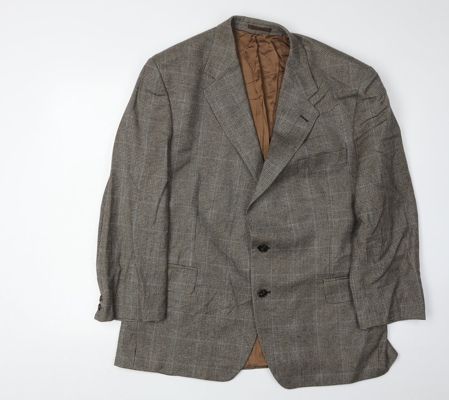 Lester Bowden Men's Brown Check Blazer Size 46S