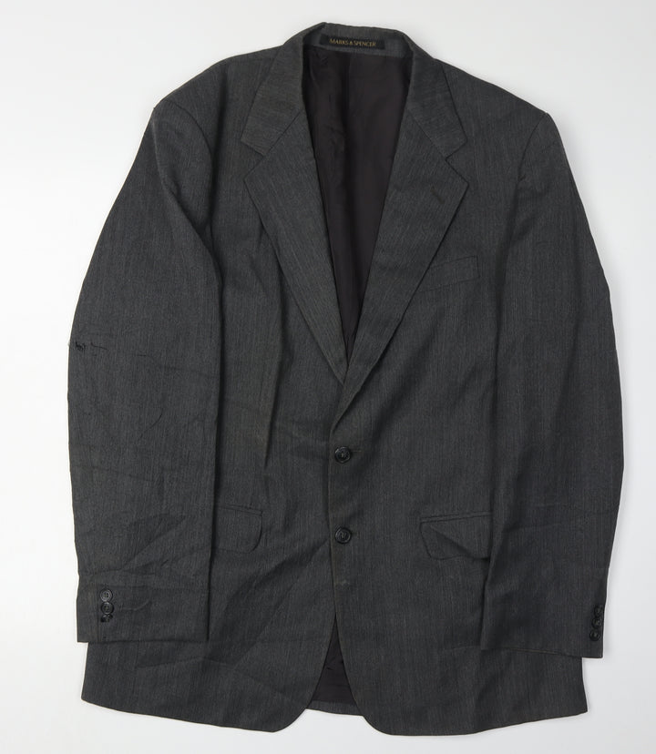 Marks and Spencer Men's Grey Single-Breasted Blazer 40L