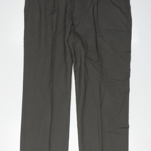 Pinstripe Men's Green Trousers, Size 34, Formal Wear