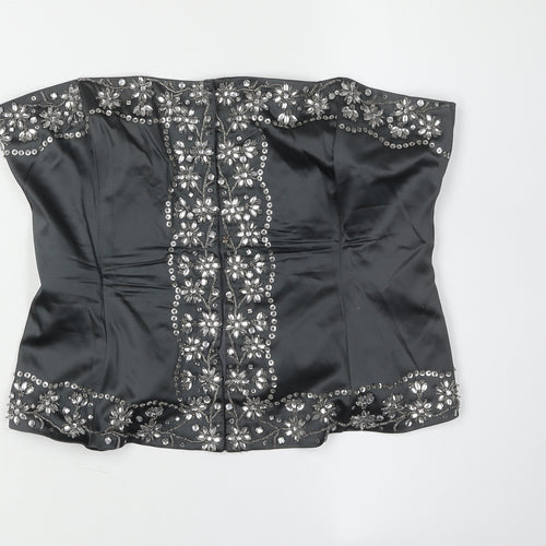 Warehouse Black Strapless Corset Camisole, Size 16, Party Top