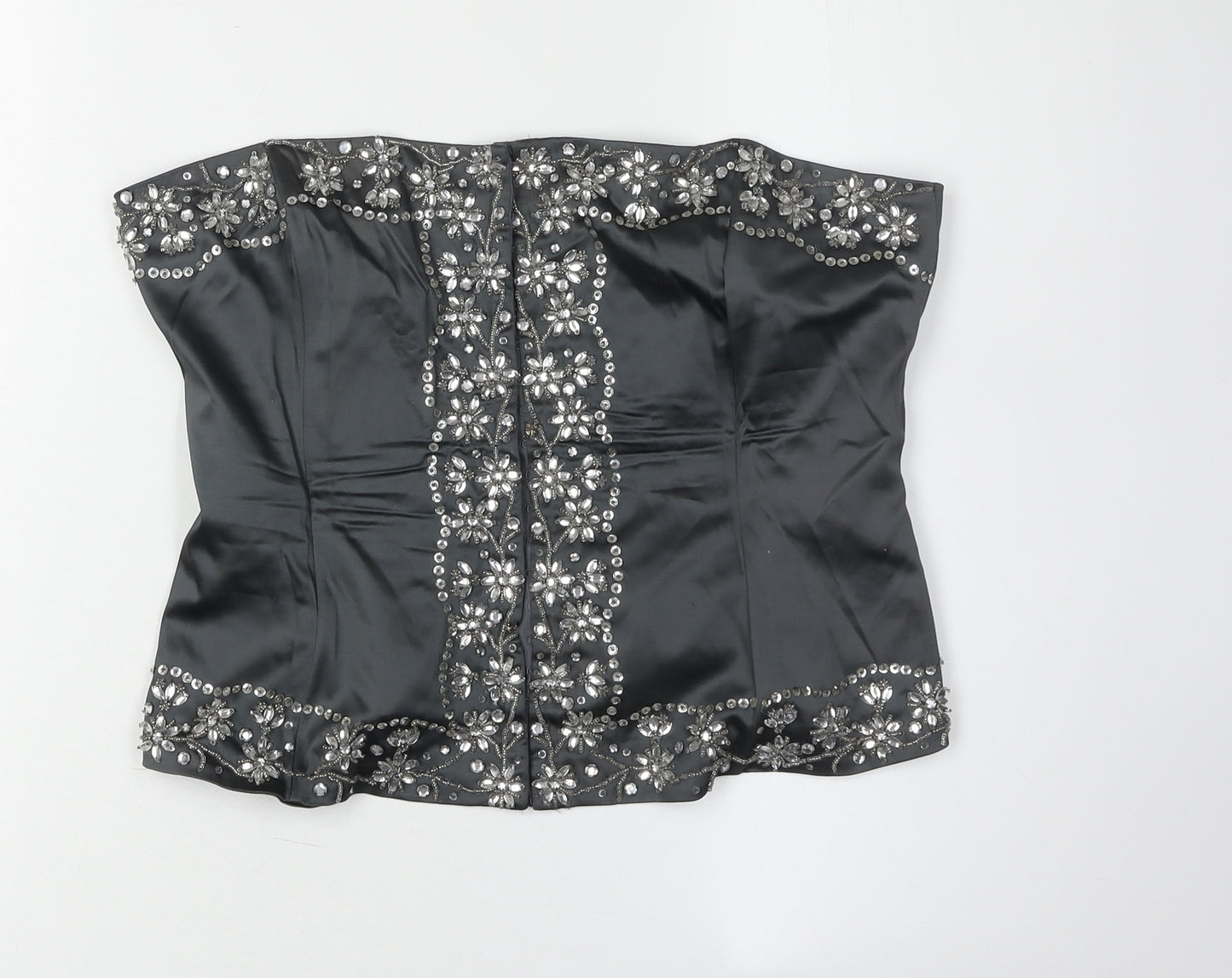 Warehouse Black Strapless Corset Camisole, Size 16, Party Top