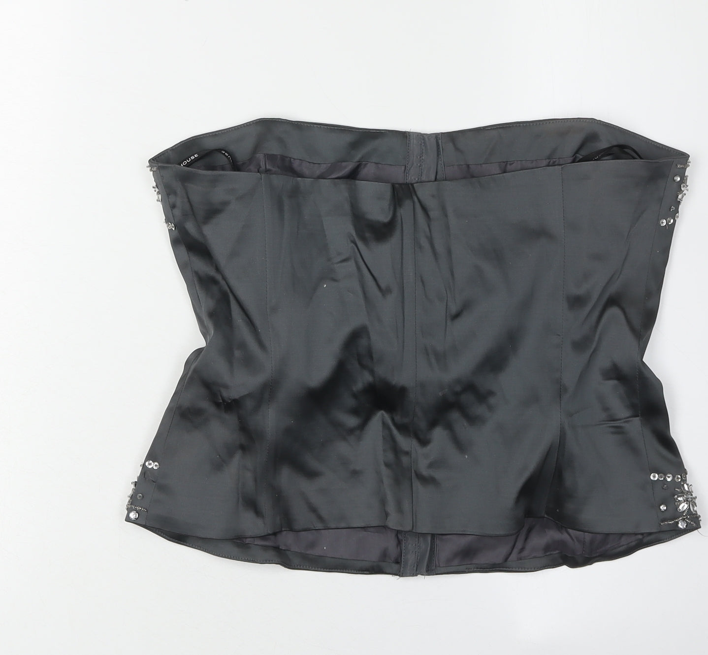 Warehouse Black Strapless Corset Camisole, Size 16, Party Top