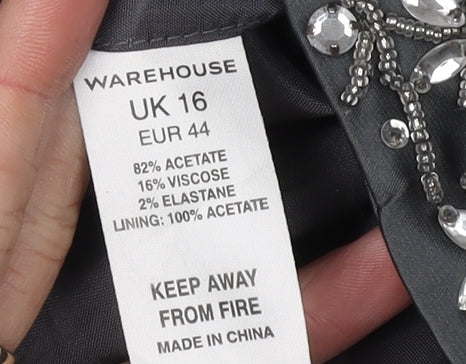 Warehouse Black Strapless Corset Camisole, Size 16, Party Top