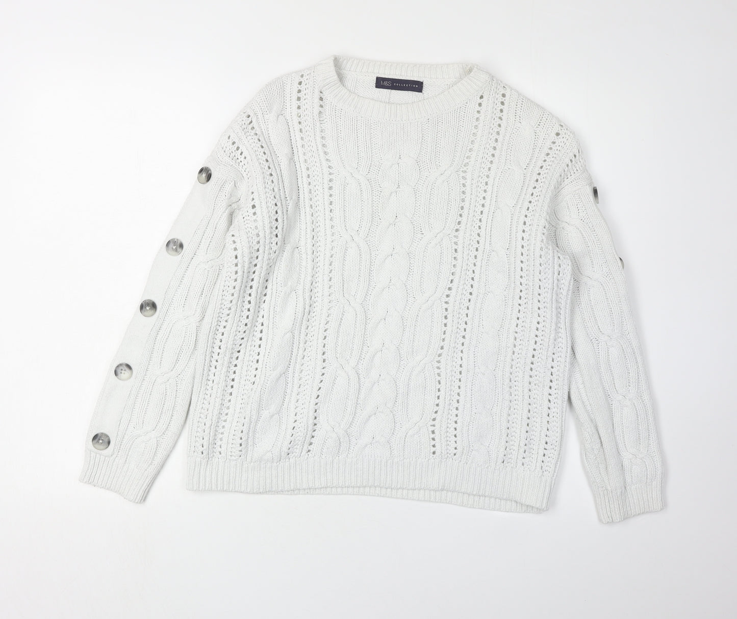Marks and Spencer Women's White Cable-Knit Jumper