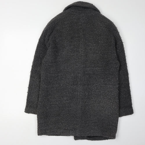 Mango Womens Grey Wool Overcoat Size S Casual Zip