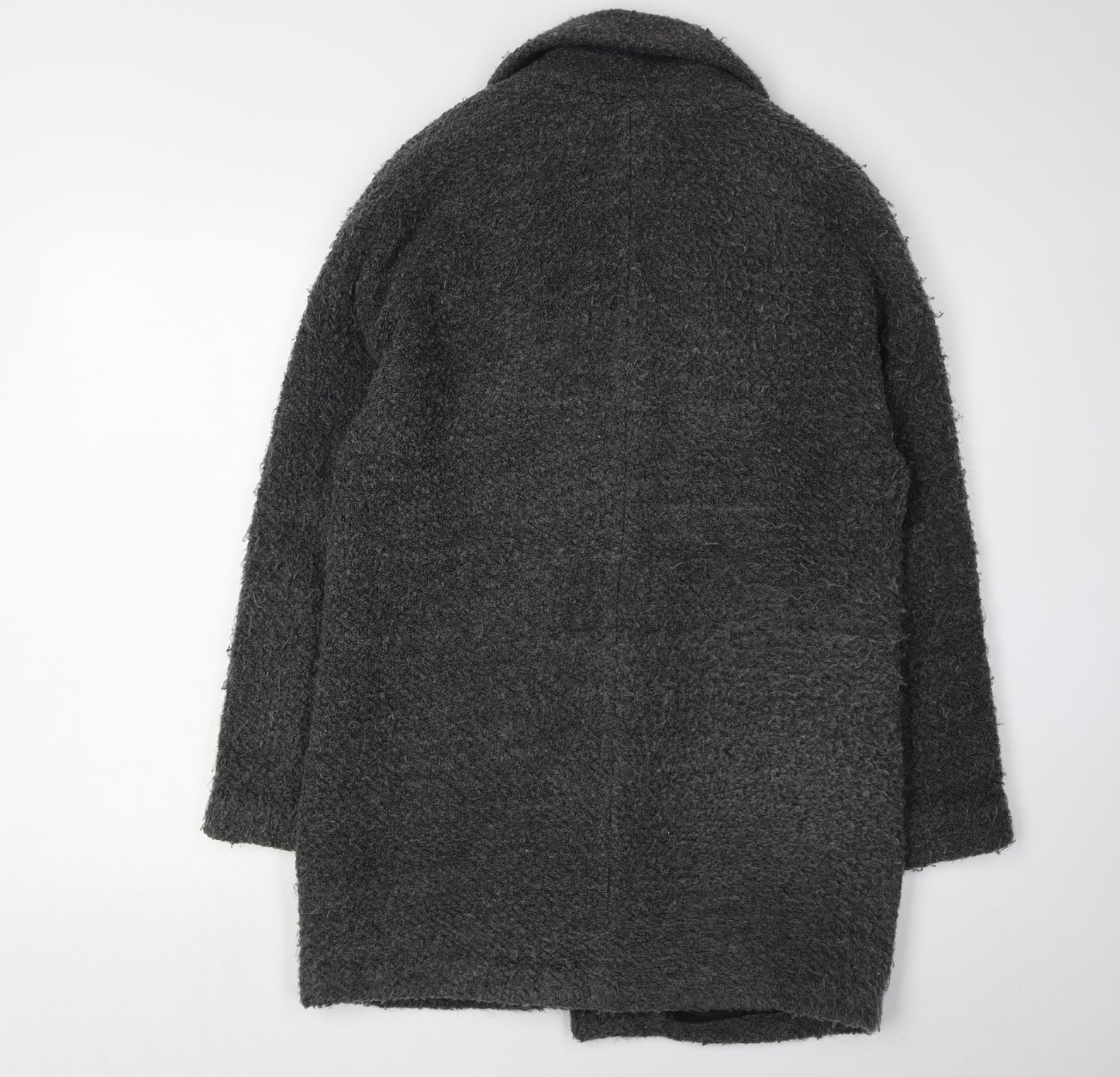 Mango Womens Grey Wool Overcoat Size S Casual Zip