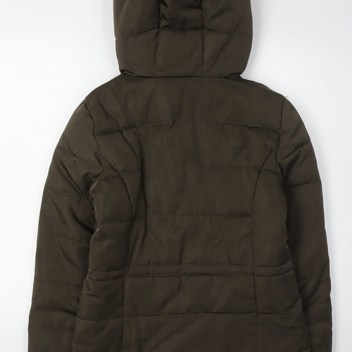 H&M Women’s Green Puffer Jacket Size 8 with Hood