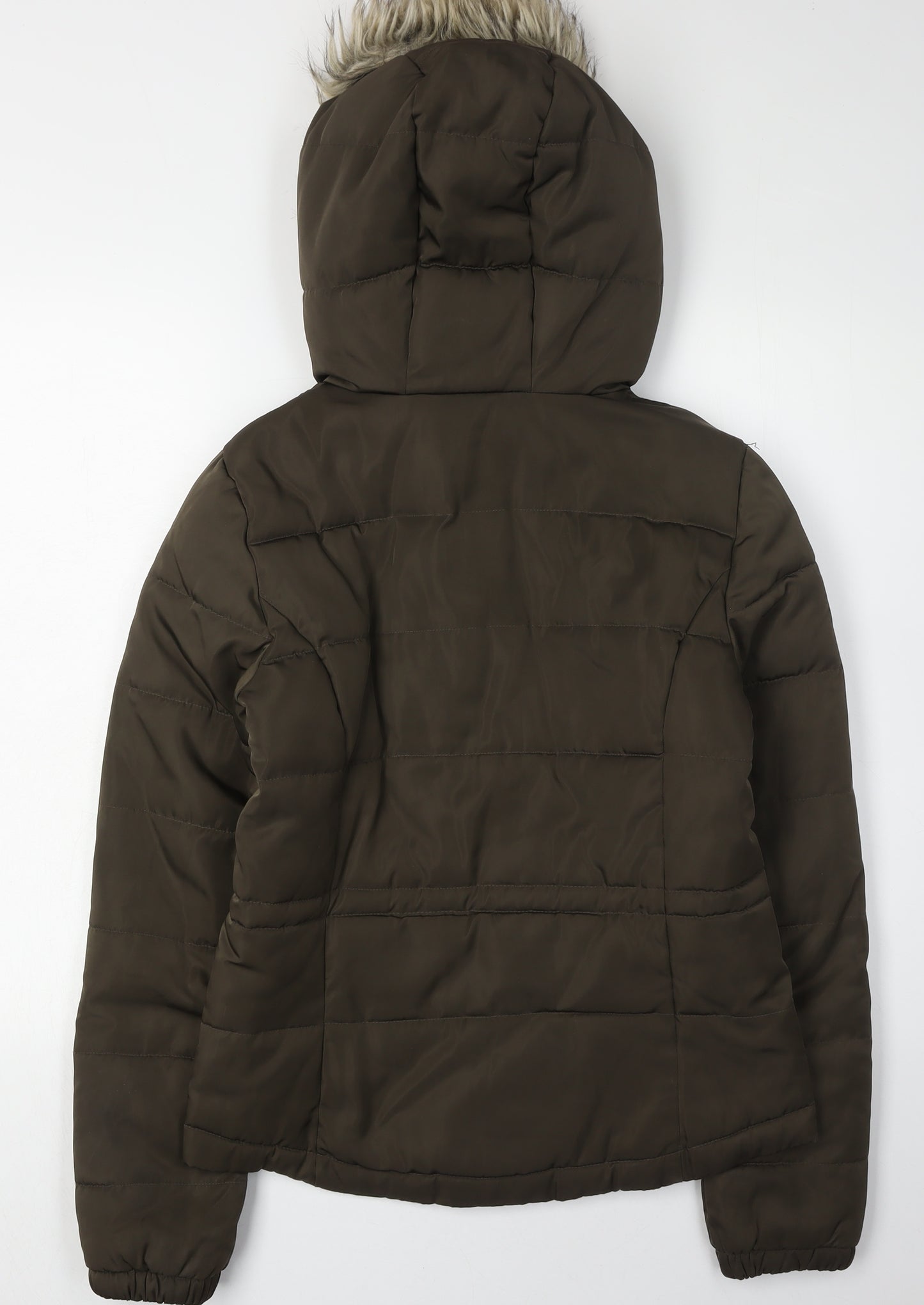 H&M Women’s Green Puffer Jacket Size 8 with Hood