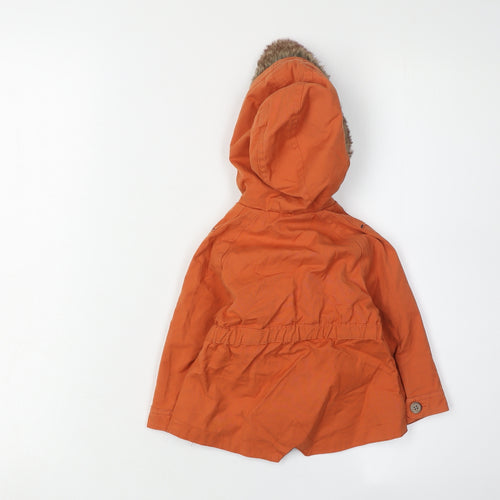 Mamas & Papas Orange Parka Coat, 12 Months, Unisex
