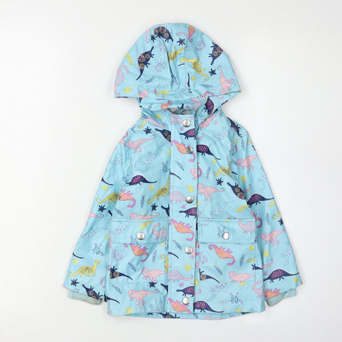 Lily & Dan Girls Blue Dinosaur Rain Jacket, Age 2