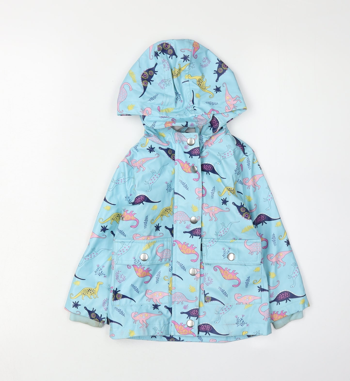 Lily & Dan Girls Blue Dinosaur Rain Jacket, Age 2