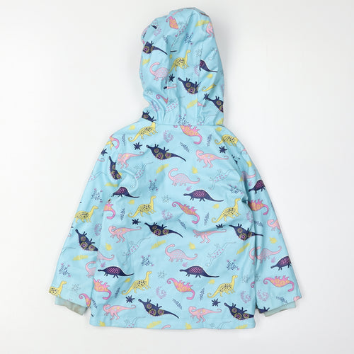 Lily & Dan Girls Blue Dinosaur Rain Jacket, Age 2