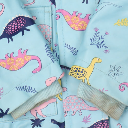 Lily & Dan Girls Blue Dinosaur Rain Jacket, Age 2