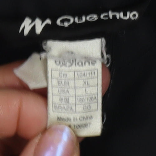 Quechua Men's Black Hooded Rain Coat Jacket L