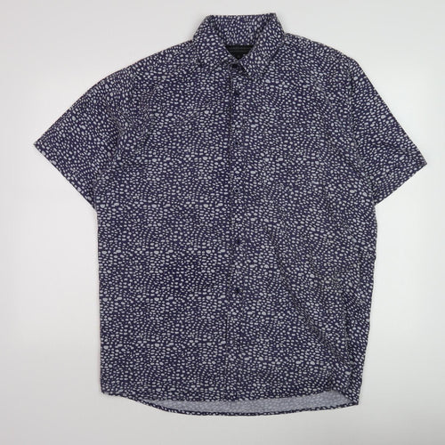 Charles Norton Men's Blue Geometric Shirt XL