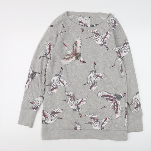 ONLY Women's Grey Animal Print Pullover Sweatshirt - S