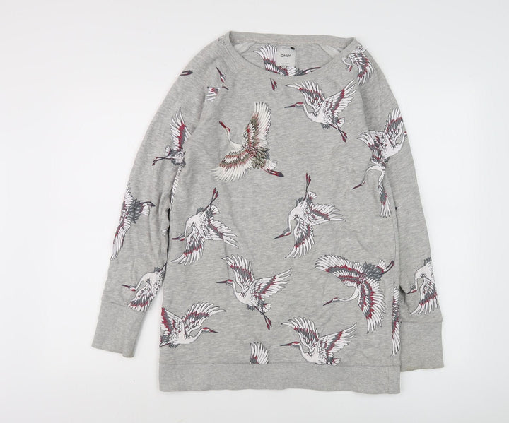 ONLY Women's Grey Animal Print Pullover Sweatshirt - S