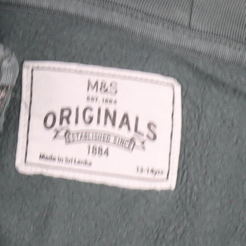Marks and Spencer Boys Green Full Zip Hoodie 13-14 Years