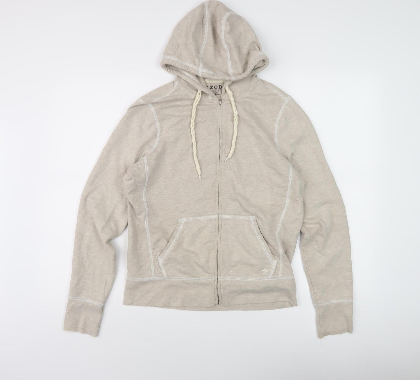 Izod Women's Beige Full Zip Hoodie Size S, Casual Comfort