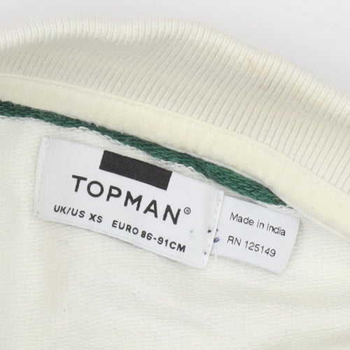 Topman Men's Green Striped Collared Sweatshirt XS