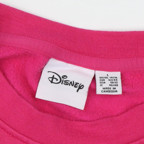 Disney Women's Pink Stitch Sweatshirt L