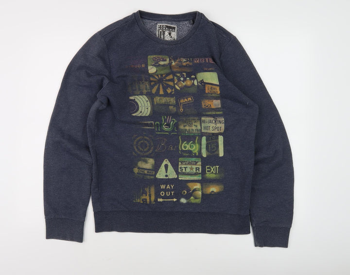 Red Herring Men's Grey Sweatshirt, M, Graphic Print