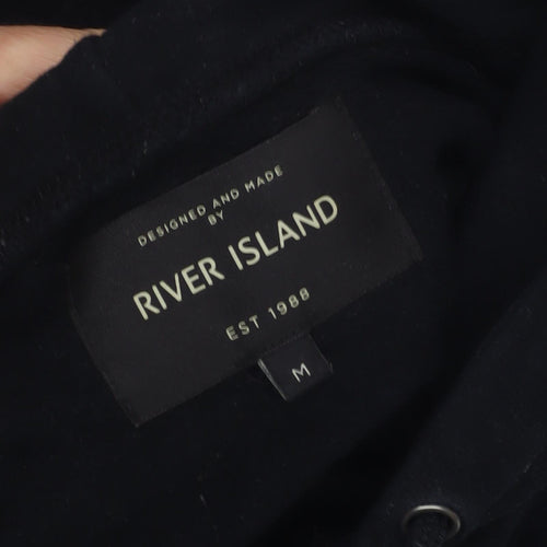 River Island Men's Black Pullover Hoodie, M, Hooded Comfort