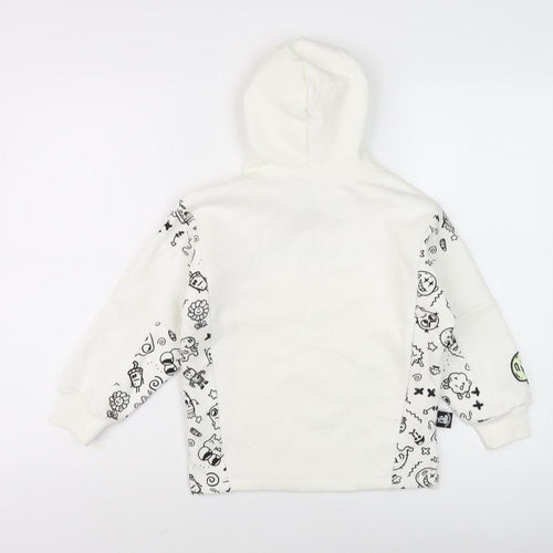 Marks and Spencer Girls White Hoodie, 6 Years, Graphic Print