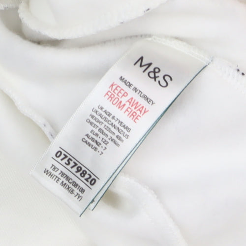 Marks and Spencer Girls White Hoodie, 6 Years, Graphic Print