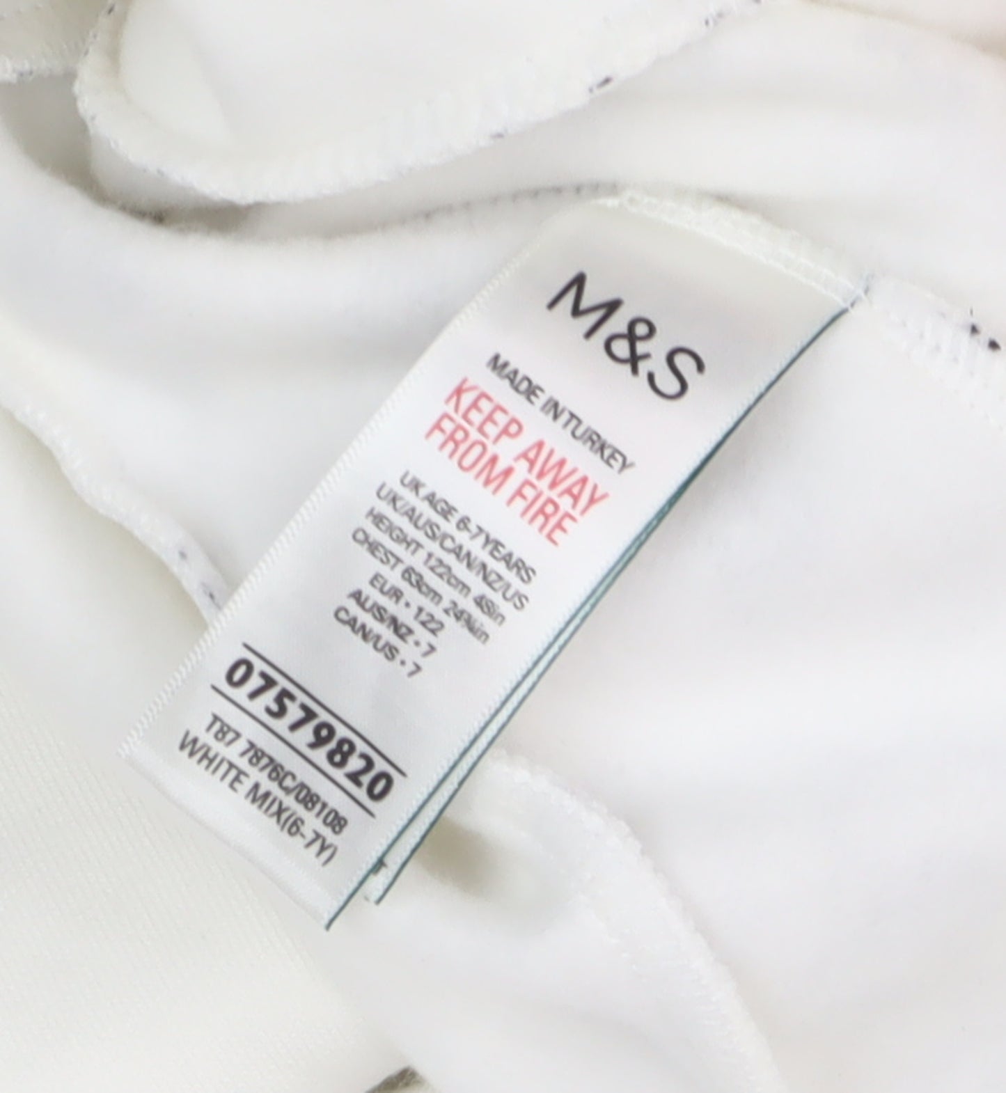 Marks and Spencer Girls White Hoodie, 6 Years, Graphic Print