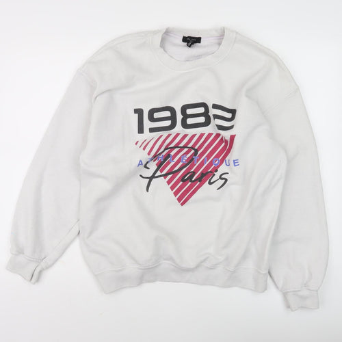 New Look White 1982 Graphic Sweatshirt M Unisex Adults