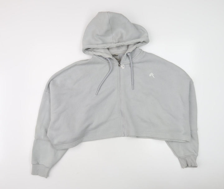 Grey Women's Full Zip Hoodie, Size M, Relaxed Fit