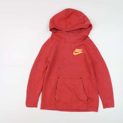 Nike Boys Red Pullover Hoodie XS Sporty Logo Design
