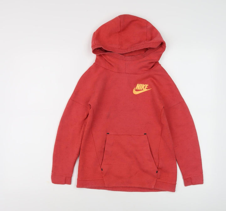 Nike Boys Red Pullover Hoodie XS Sporty Logo Design