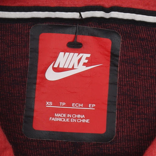 Nike Boys Red Pullover Hoodie XS Sporty Logo Design