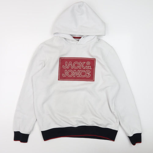 Jack & Jones Men's XL White Graphic Hoodie