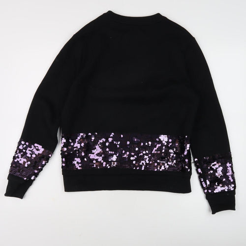 Warehouse Women's Black Sequin Sweatshirt, S