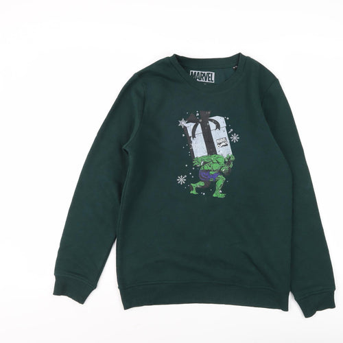 Marvel Boys Green Sweatshirt - Comic Print, 11-12 Years