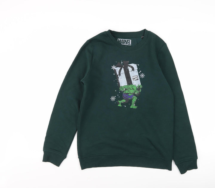 Marvel Boys Green Sweatshirt - Comic Print, 11-12 Years