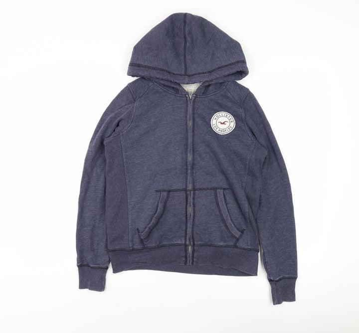 Hollister Women's Blue Full Zip Hoodie, Size S, Casual Winter Essential