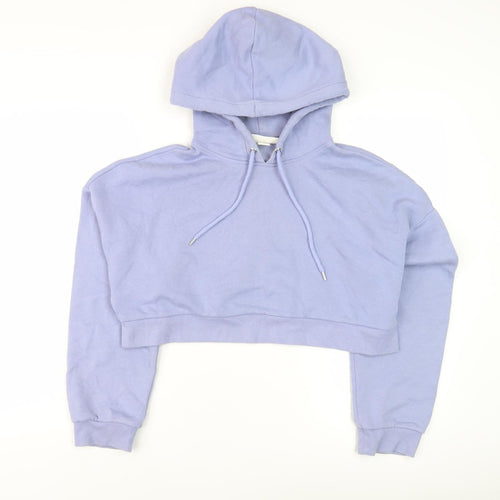 Monki Women's Blue Cotton Pullover Hoodie, Size S