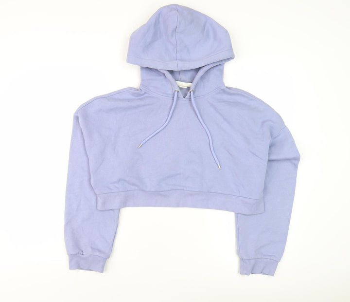 Monki Women's Blue Cotton Pullover Hoodie, Size S