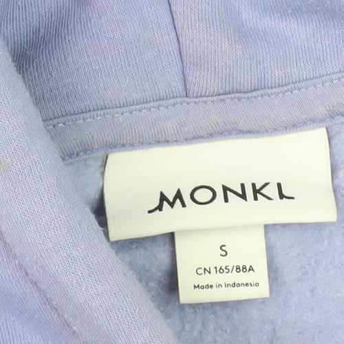 Monki Women's Blue Cotton Pullover Hoodie, Size S