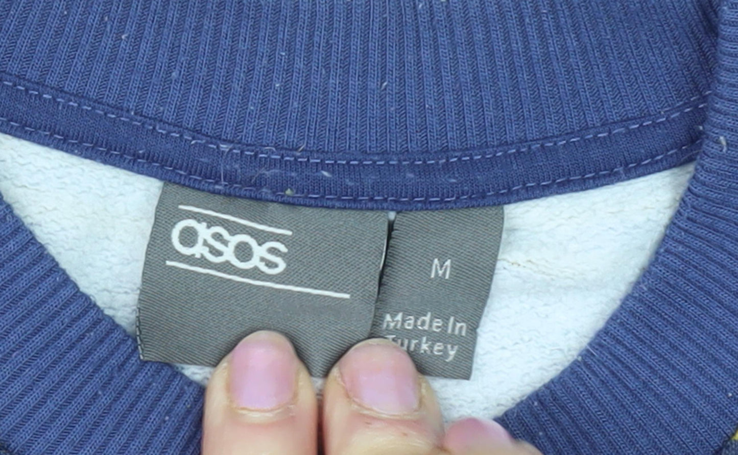 ASOS Men's Blue Striped Pullover Sweatshirt M