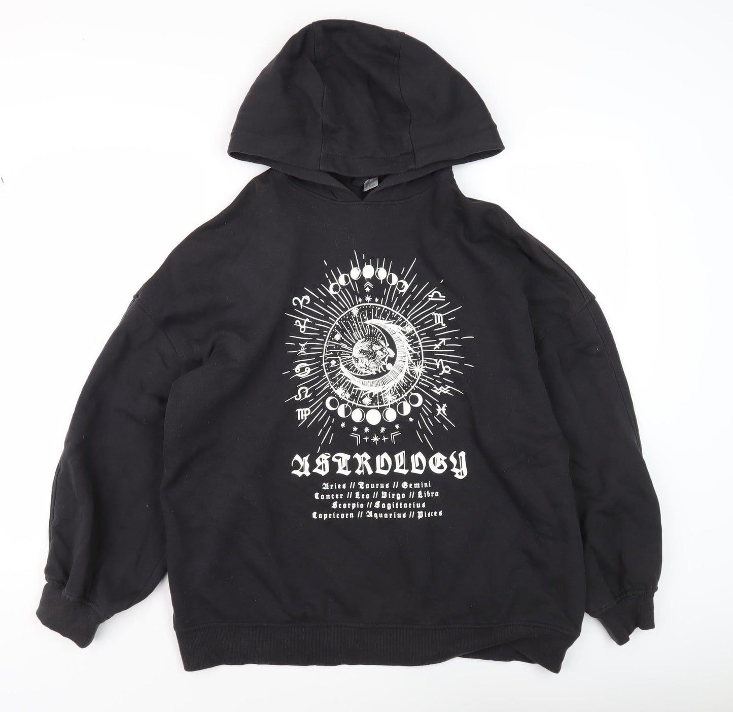 H&M Unisex Black Astrology Graphic Pullover Hoodie M