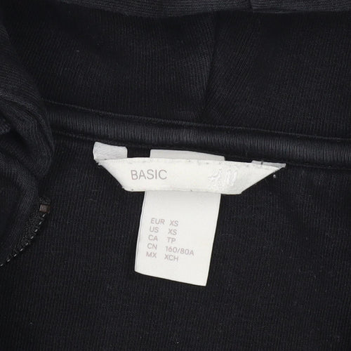 H&M Women's Black XS Full Zip Hoodie Cotton